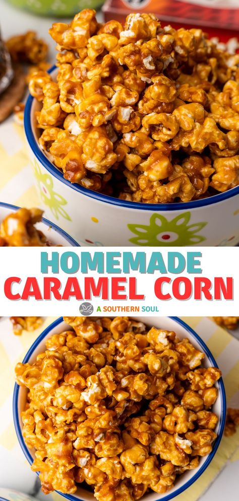 Easy Homemade Caramel Corn Easy Homemade Caramel, Homemade Caramel Popcorn, Homemade Caramel Corn, Crunchy Caramel, Popcorn Recipes Easy, Caramel Corn Recipes, Popcorn Recipes Caramel, Pistachio Pudding, Appetizers Easy Finger Food