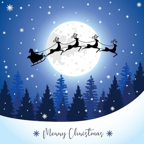 Santa claus with sleigh and reindeer sil... | Premium Vector #Freepik #vector #winter-card #christmas-abstract #christmas-art #christmas-snow Santa Claus In The Sky, Santa Claus With Reindeer Drawing, Christmas Silhouette Art, Christmas Art Santa, Santa Claus Sleigh Illustration, Santa And Sleigh Drawing, Santa Sleigh And Reindeer Silhouette, Santa Claus Painting Christmas Art, Santa And Sleigh Silhouette