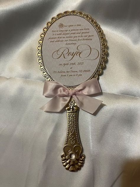 Beauty And The Beast Invitations, Mirror Invitations, 15 Decorations, Pink Quince Theme, Cinderella Wedding Invitations, Rose Gold Quince, Rose Gold Quinceanera, Sweet 15 Party Ideas Quinceanera, Sweet 15 Party Ideas