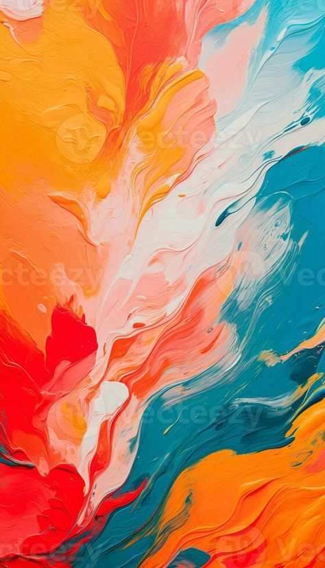 Abstract acrylic paint in orange, blue and red color palette. Colorful wallpaper texture for branding. Vibrant background with bold colors. AI generative Blue Red Orange Color Palette, Red Orange And Blue Color Palette, Blue Orange Red Color Palette, Blue And Orange Wallpaper, Color Palette Colorful, Red Color Palette, Vibrant Background, 22 Birthday, Art Passion