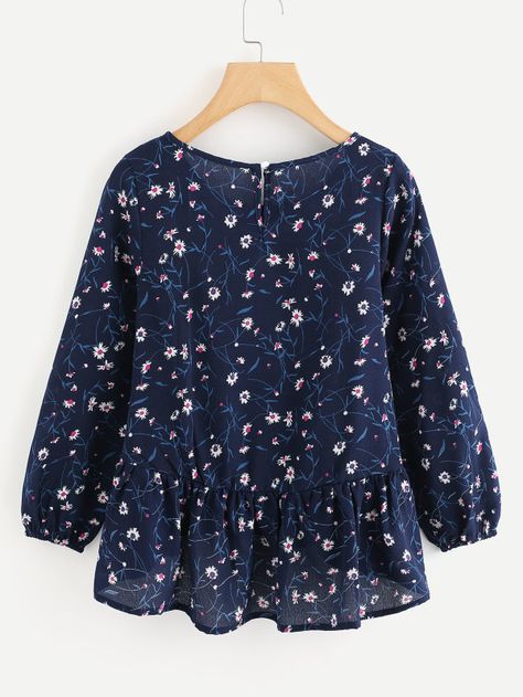 Calico Print, Fashion Tops Blouse, Trendy Fashion Tops, Hem Blouse, Pretty Blouses, Jeans Tops, Trendy Plus Size Clothing, Stylish Outfit, Stylish Dress Designs