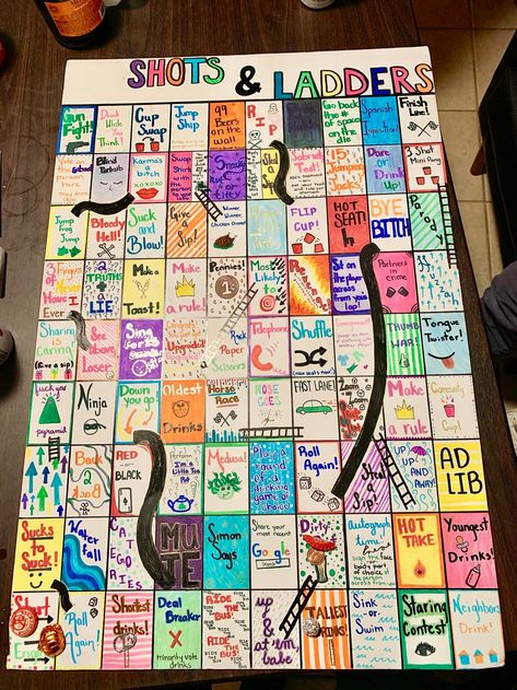 Shots And Ladders Game, Party Board Games Drinking, Drunk Bored Game, Shots And Ladders, Homemade Board Game Ideas, Health And Fitness Aesthetic, Drinking Board, Bord Games, Drunk Games