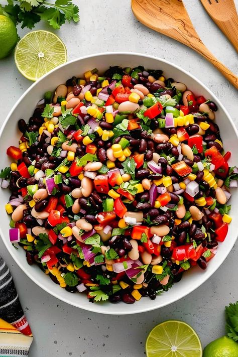 Mexican Bean Salad Salads For Mexican Food, Salad That Goes With Tacos, Taco Bean Salad, Zesty Bean Salad, Bean Salad Recipes Dressing, Dense Bean Salad Tiktok, Southwest Dense Bean Salad, Easy 3 Bean Salad Recipe, Dressing For Bean Salad