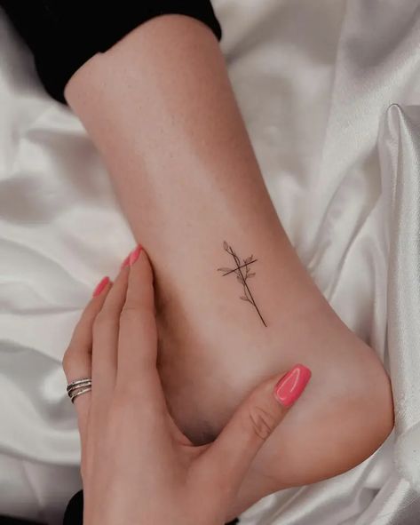 101 Tiny Tattoos to Inspire and Excite You! Cute Faith Tattoos, Small Rosary Tattoo For Women Arm, Small Tattoo With Meaning For Women, Cross Tattoos For Women Ankle, Faith Tatoos Woman, By Grace Tattoo, Elegant Cross Tattoo, Cross Ankle Tattoos For Women, Christian Ankle Tattoos