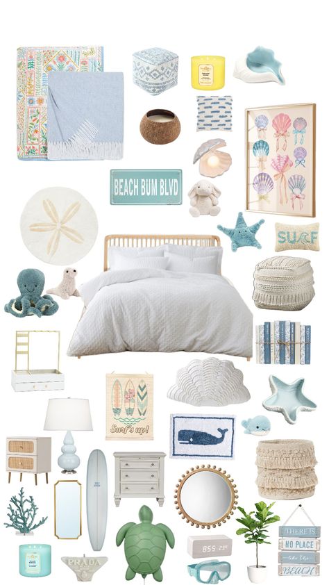 coastal room inspo!🤍⛵️#coastalaesthetic #roominspo Clean Coastal Bedroom, Costal Core Bedroom, Greek Room Ideas, Beachy Themed Room, Hawaii Room Ideas, Coastal Girl Bedroom, Room Ideas Costal Grandaughter, Beach Girl Room Ideas, Vintage Beach Room Aesthetic