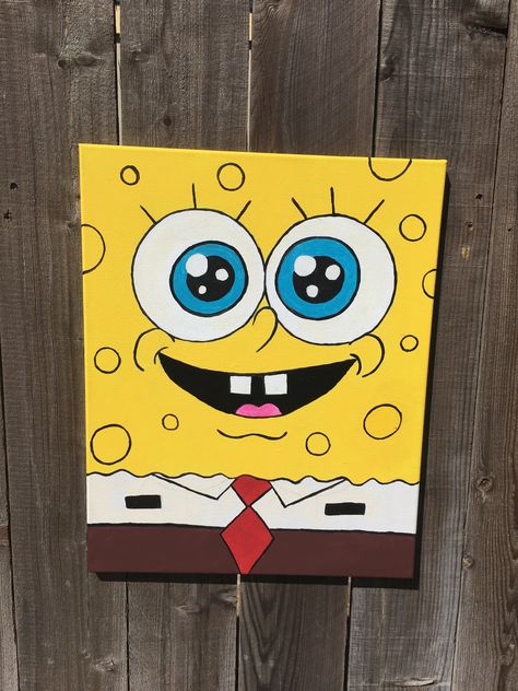 Just finished an awesome canvas painting of spongebob Painting Ideas On Canvas Disney, Fall Canvas Art, Disney Canvas Art, Spongebob Painting, Disney Canvas, Disney Paintings, Disney Belle, Small Canvas Paintings, Painting Canvases