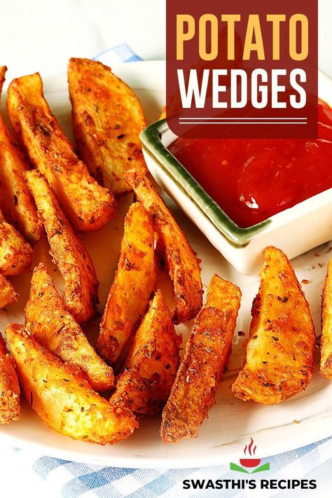 Potato wedges make for a great appetizer or a snack & are easy to make. These are delicious, crisp, flavorful and spicy. Potato wedges are a classic side made with wedges of potatoes and seasonings. Most often these are baked but can also be deep fried or air fried. Fried Potato Wedges, Spicy Potato Wedges, Weekend Snacks, Crispy Potato Wedges, Potato Wedges Recipe, Wedges Recipe, Fried Potato, Indian Street Food Recipes, Indian Street