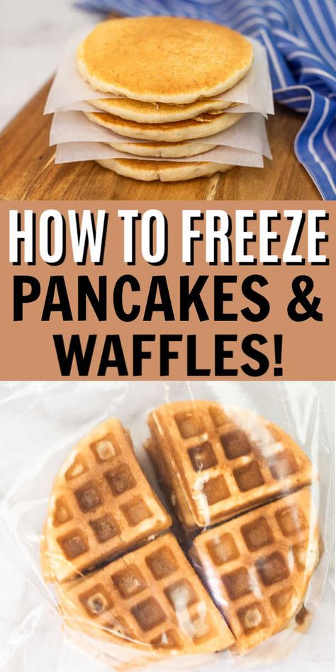 Save time and money when you learn how to freeze pancakes. You will love having these on hand for busy mornings. How To Freeze Waffles, Make And Freeze Pancakes, Frozen Breakfast Prep, Freezing Pancakes How To, Homemade Frozen Pancakes, Pancake Freezer Recipe, Homemade Frozen Waffles, Diy Frozen Waffles, How To Freeze Pancakes