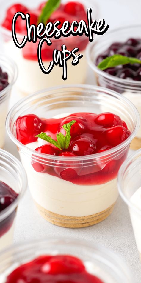 Cheesecake Dessert Cups, Cheesecake Cups Recipe, Individual Cheesecakes, Dessert Cups Recipes, Mini Dessert Cups, Mini Cheesecake Recipes, Cheesecake Cups, Individual Desserts, Easy Cheesecake Recipes