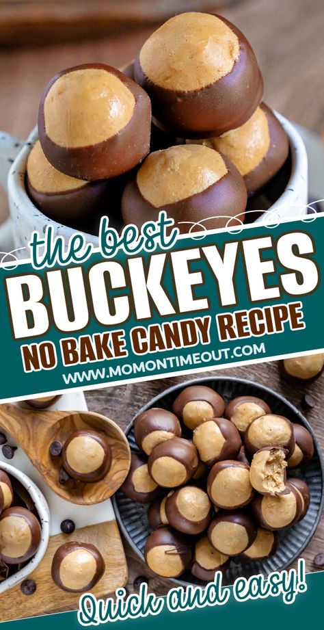 Buckeyes Peanut Butter Pretzel Bites, Small Batch Buckeye Balls, Chocolate Peanut Butter Stacks, Halloween Buckeyes Recipe, Homemade Buckeyes Recipe, Buck Eyes Recipe Easy, Peanut Butter Candies, Easy Buckeyes Recipe Simple, Bullseye Dessert