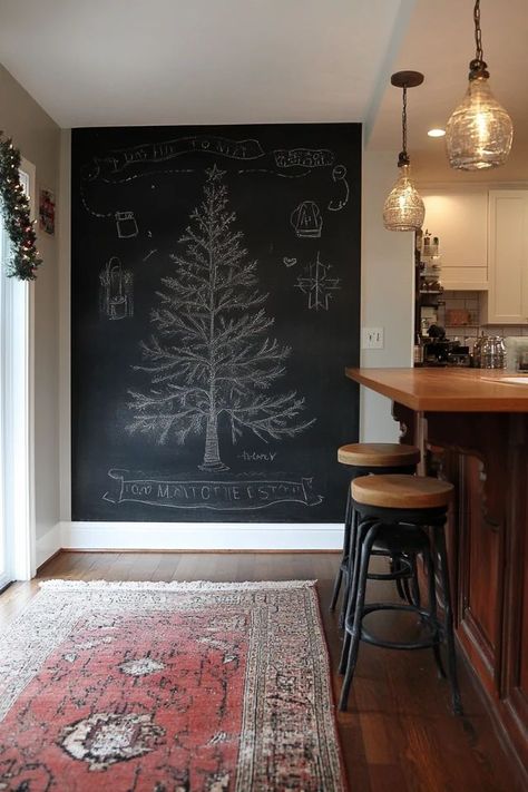 "Get creative with a DIY Customizable Chalkboard Wall! 🖍️✨ Perfect for adding a fun, interactive element to any room. Whether it's for notes, art, or menus, this project is both functional and stylish! 🏡🎨 #ChalkboardWall #DIYDecor #CreativeSpaces" Chalkboard Kitchen Ideas, Chalk Wall Kitchen, Chalkboard Ideas For Home, Chalkboard Wall Ideas, Chalk Wall Ideas, Kitchen Chalkboard Wall, Chalkboard Wall Kids, Diy Chalkboard Wall, Chalkboard Wall Kitchen