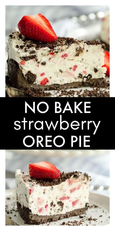 Oreo Salad, Strawberry Jello Dessert, Vanilla Pudding Desserts, Easy Strawberry Desserts, Whipped Cream Desserts, Yummy Pie Recipes, Oreo Pie, Just Pies, Strawberry Whipped Cream