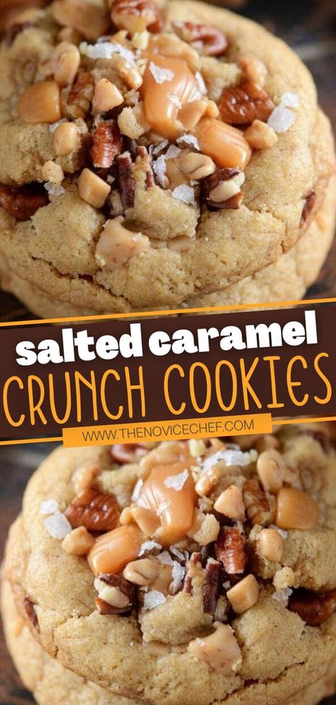 Pioneer Woman Salted Caramel Cookies, Salty Caramel Cookies, Caramel Toffee Cookies, Cookie Recipes For Fall, Best Gourmet Cookie Recipes, Cookies To Impress, Sweet Tooth-approved Desserts, Best Cookie Recipes Ever, The Best Cookies Ever