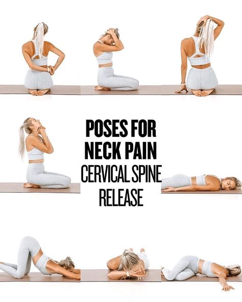 Yoga Stretches For Neck And Shoulders, Yoga Poses For Neck And Shoulder Pain, Yoga Poses For Back Pain Bad Posture, Yoga Neck And Shoulders, Yoga Poses For Neck Pain, Head And Neck Stretches, Cervical Neck Stretches, Yoga For Cervical Neck Pain, How To Relieve Neck And Shoulder Pain