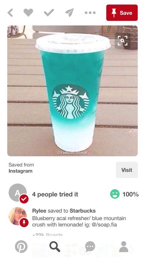 Blueberry Acai Refresher: Blue Mountain crush with lemonade Starbucks Drink At Home, Blue Starbucks, Best Starbucks Drinks, Starbucks Hacks, Blackberry Smoothie, Starbucks Orders, Star Bucks, Starbucks Drinks Diy, Secret Starbucks Recipes