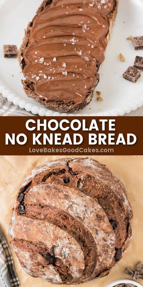 You probably never thought of making Chocolate No Knead bread, but OMG, it is heavenly! This is a tasty twist on the classic no-knead recipe. Dessert List, Lush Desserts, Chocolate Bread Recipe, Rye Bread Recipes, Best Homemade Bread Recipe, Baking Techniques, Baked Recipes, Dutch Oven Bread, Knead Bread Recipe