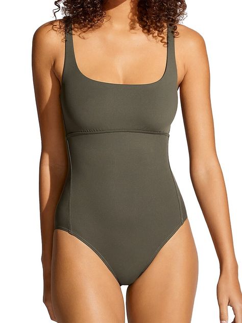 Find ERES Arnaque Square-neck One-piece Swimsuit on Editorialist. The Arnaque swimsuit by ERES flaunts a structured square neck. This fitted piece is finished with contoured seams. Square neck Sleeveless Pull-on style 77% polyamide/23% spandex Machine wash Made in France Please note: This style runs small. We recommend ordering one size up. ERES. Color: Olive Noire. Size: 6. Eres Swimsuit, Black Swimsuit, Swimsuit Tops, Summer Style, Square Neck, Made In France, One Piece Swimsuit, Summer Fashion, Size 4