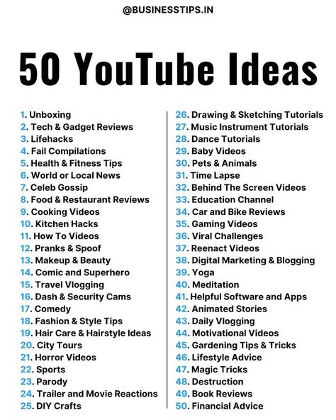 Business | Motivation | Quotes on Instagram: “50 YouTube channel ideas 💡 Save this post for later 👆 - - #entrepreneurship101 #entrepreneurship #businessknowledge #business101” Business Motivation Quotes, Youtube Channel Name Ideas, Entrepreneurship Motivation, Youtube Ideas, Babymoon Photos, Channel Ideas, Youtube Business, Phone Quotes, Social Media Content Calendar