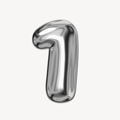 1 number one, 3D chrome metallic balloon design | premium image by rawpixel.com / Sakarin Sukmanatham Collage Numbers, Ipad Decor, Balloon Numbers, 3d Chrome, Collage Pics, Silver Balloon, Metallic Balloons, Silver Numbers, 1 Number