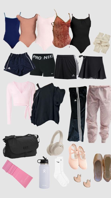 #dance #ballet #balletcore #pointeshoes #nike #adidas #contemporary #pinterest #inspo Adidas Dance Outfit, Ballet Sport Outfit, Tap Class Aesthetic, Dance Warmups Clothes, Jazz Outfit Dance, Modern Ballet Outfit, What To Wear To Ballet Class Outfit, Dancer Practice Outfits, Dance Practice Outfits Ballet