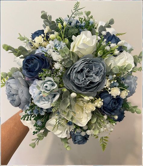 Winter Wedding Bouquet - HurryDon't miss out these fantastic items from Amazon.com Blue Flowers Bouquet, Artificial Wedding Flowers, Flower Girl Bouquet, Blue Wedding Bouquet, Boquette Flowers, Dusky Blue, Blue Themed Wedding, Blue Wedding Flowers, Prom Flowers