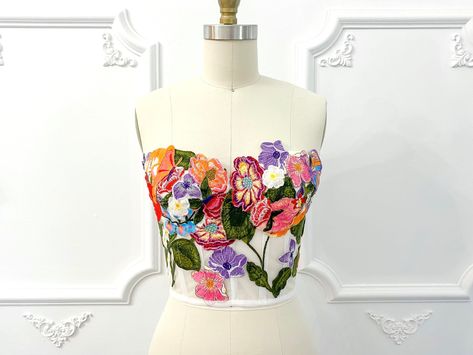 Butterfly Corset Top, Butterfly Corset, Corset Etsy, Flower Corset, Embroidered Wedding Gown, Wedding Corset, Fashion Bra, Sheer Corset, Corset Blouse