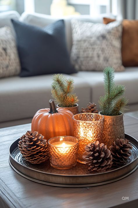 Fall Decor for Living Room: Warm Accents - Quiet Minimal Orange Accents Living Room, Fall Decor For Living Room, Dekoracija Stola, Idea Candle, Ideas Decoracion Navidad, Fall Table Centerpieces, Fall Thanksgiving Decor, Autumn Decorating, Fall Outdoor Decor