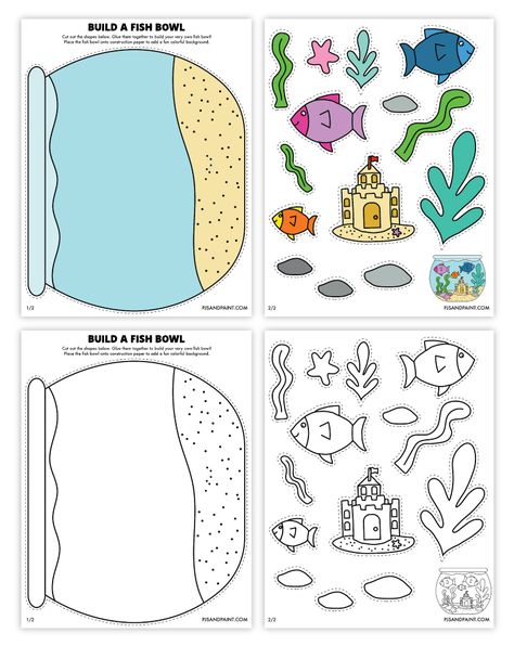 build a fish bowl craft Easy Craft For Preschool, Coral Reef School Project, Pete The Cat At The Beach Activities, Preschool Paper Activities, Preschool Crafts Printables, Pirate Crafts Preschool Art Projects, Sea Themed Crafts For Kids, Fish Activity For Preschool, Easy Crafts Preschool