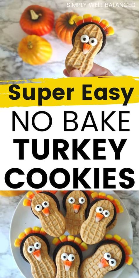 Thanksgiving Cookies Kids, Thanksgiving Candy Crafts, Easy Thanksgiving Cookies, Oreo Turkey, Thanksgiving Turkey Cookies, Thanksgiving Food Crafts, Thanksgiving Desserts Kids, Thanksgiving Baking, Thanksgiving Candy