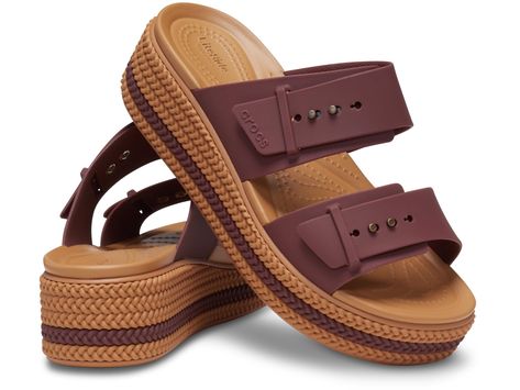 PRICES MAY VARY. Find Your Size: We recommend sizing up (e.g. if you are a 7.5, size up to an 8) Effortless Style, Endless Comfort: Step into elevated style and superior all-day comfort with the Crocs Brooklyn Buckle Platform Sandal. This platform sandal for women combines a stylish two-strap silhouette with two points of adjustability, offering versatile styling for every occasion, from beach outings to casual strolls. Revolutionary LiteRide Comfort: Experience innovative comfort with LiteRide Crocs Brooklyn, Crocs Fashion, Sandal For Women, Lightweight Foundation, Low Wedge Sandals, Brown Wedge Sandals, Elevated Style, Sandals Outfit, Sandal Platform