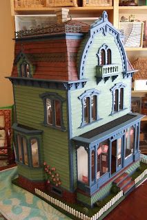 Judging from what I've read online, the Willowcrest dollhouse kit by Greenleaf has a pretty big fan club.  I decided to see what other minia... Willowcrest Dollhouse, Dollhouse Victorian, Miniature Dollhouses, Yarn Balls, Pottery Houses, Mini Houses, Gnome House, Dolls Houses, Modern Dollhouse