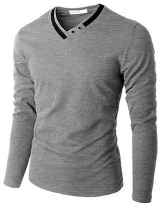 Doublju Men's Long Sleeve T-Shirt with Neck Detail #doublju Stud Clothes, Husband Fashion, Men's Long Sleeve T-shirt, Men Shirt Style, Gentleman Style, Men Looks, Stylish Men, Look Cool, Mens Fashion Casual