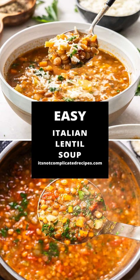 Italian Lentil Soup Recipe, Italian Lentil Soup, Best Lentil Soup Recipe, Italian Herbs, Cookies Gluten Free, Lentil Soup Recipes, Delicious Soup Recipes, Lentil Recipes, Easy Soups