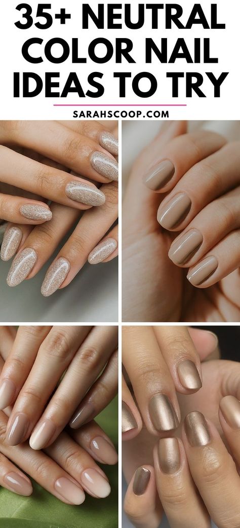 Elevate your style with these 35+ stunning neutral-color nail designs perfect for any occasion! #NailDesign #NailArt #NeutralNails Best Neutral Dip Nail Colors, Nails To Go With Cinnamon Dress, Toasted Marshmallow Dip Nails, Neutral Nails For Pictures, Shellac Nail Designs Natural Nails, Engagement Nails Neutral, Neutral Sns Nails Short, Neutral September Nails, Neutral Finger Nails