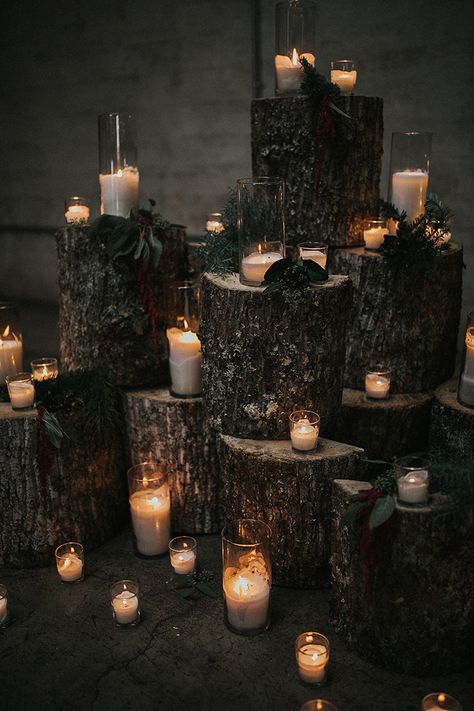 Winter Wonderland Wedding in Knoxville | Kristin & Chad - The Pink Bride Dark Wedding Theme, Forest Theme Wedding, Rustic Wedding Decorations, Enchanted Forest Wedding, Viking Wedding, Dark Wedding, Pink Bride, December Wedding, Winter Wonderland Wedding