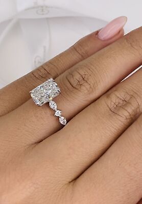 ad eBay - 14k White Gold Pave Engagement Ring Lab Created Radiant Cut Diamond 3.05 Ct - Buy Now, click the link (eBay)