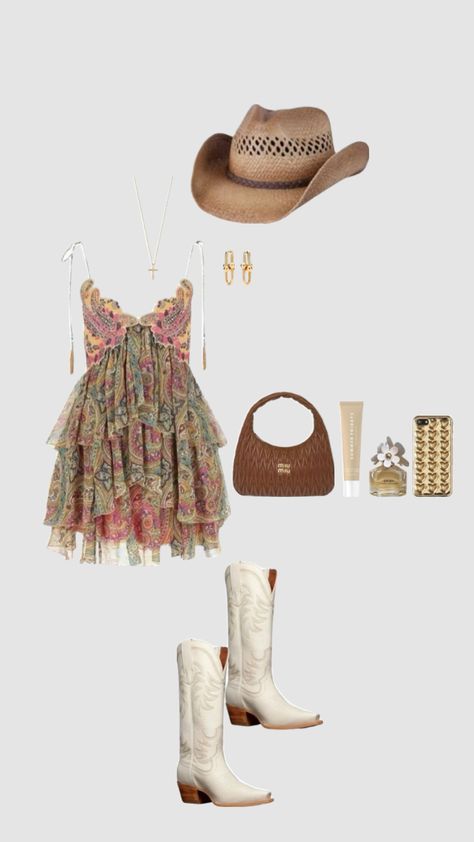 #county #flowers #spring #concertfit #outfitinspo #summer #cute #hippie #follow #like #fyp Stampede Outfit, Look Boho Chic, Concert Outfit Summer, Fest Outfits, Country Style Outfits, Western Wear Outfits, Cute Country Outfits, Looks Country, Estilo Country