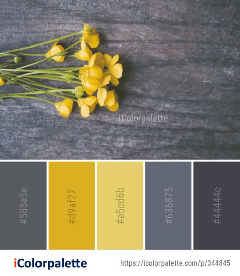 Color Palette For Home, Yellow Paint Colors, Decor Color Palette, Color Palette Ideas, Grey Palette, Flower Image, Yellow Colour Scheme, Color Palette Yellow, Color Schemes Colour Palettes