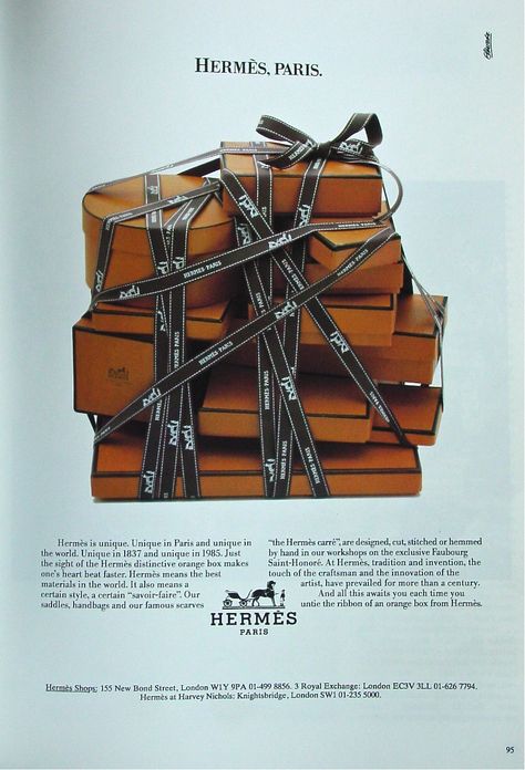 Vintage Hermes Ad Hermes Orange, Ad Fashion, Ad Campaigns, Nursing Notes, Hermes Box, Vintage Hermes, Hermes Scarf, Hermes Handbags, Creative Direction