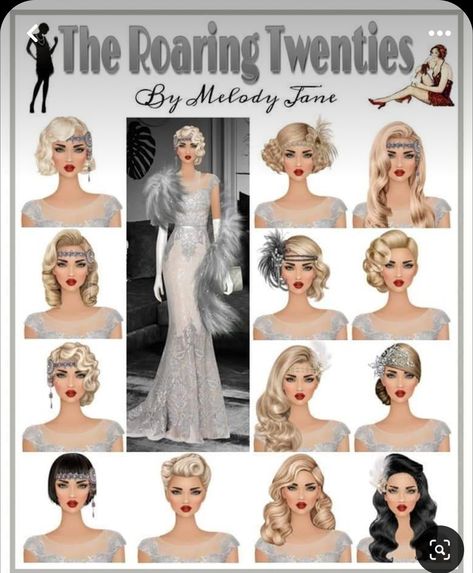 Great Gatsby Dress Ideas Prom, 1920s Hair Hat, Gaspy Outfits Roaring 20s, 1920s Bridal Headpiece, Great Gatsby Attire For Women, 1920s Wedding Hair Long, Formal Vintage Hairstyles, 1920s Black Women Fashion, Great Gatsby Updo Hairstyles