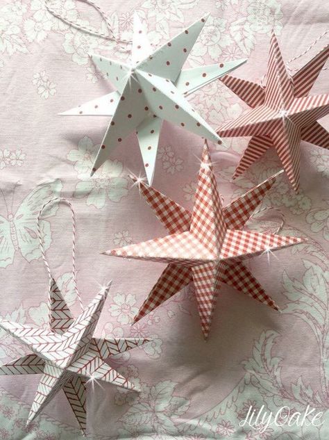 Your Complete Guide to Making Danish Christmas Stars | Spoonflower Blog Helpful Crafts, Diy Christmas Star, Danish Christmas, Paper Christmas Ornaments, Paper Christmas Decorations, Christmas Stars, Christmas Origami, Christmas Paper Crafts, Paper Ornaments