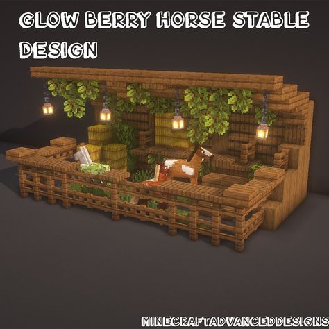 MinecraftDesigns on Instagram: “Horse stable design🍀🌿 ========================= Shaders: BSL shaders Texture: Stay True ========================= #minecraft…” Minecraft Mine Ideas Survival, Mc Stable Design, Cute Minecraft Birch Houses, Glow Berry Horse Stable Design Minecraft, Minecraft Builds Horse Stable, Mincraft Idea Horse Stable, Minecraft Circular Staircase, Horse Stables Design Minecraft, Minecraft Stable Build