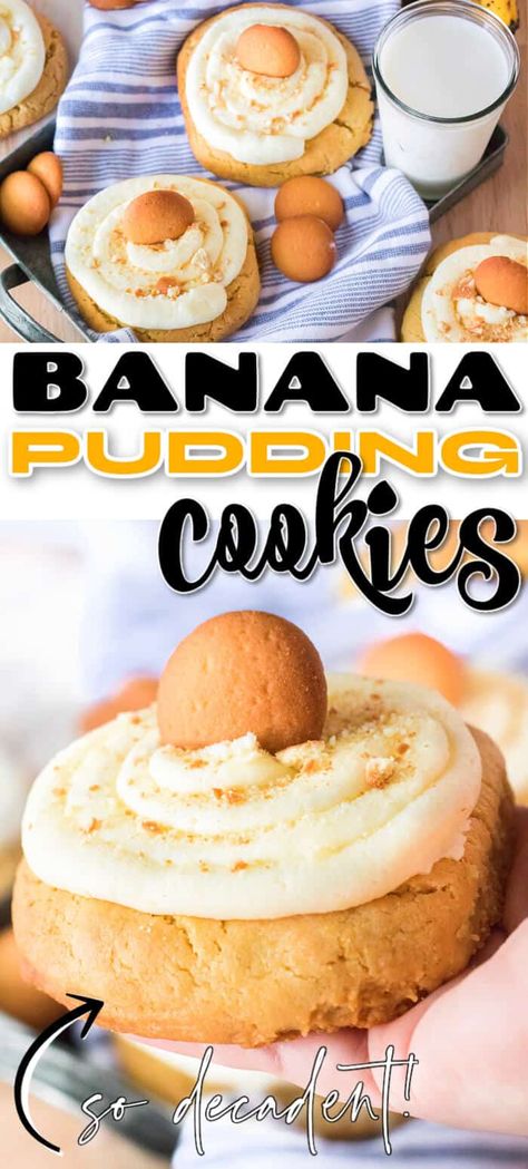 Banana Cream Pie Cookies, Cream Pie Cookies, Banana Pudding Cookies, Pudding Cookies Recipes, Instant Banana Pudding, Crumble Cookie Recipe, Easy Banana Pudding, Banana Pudding Cake, Banana Dessert Recipes