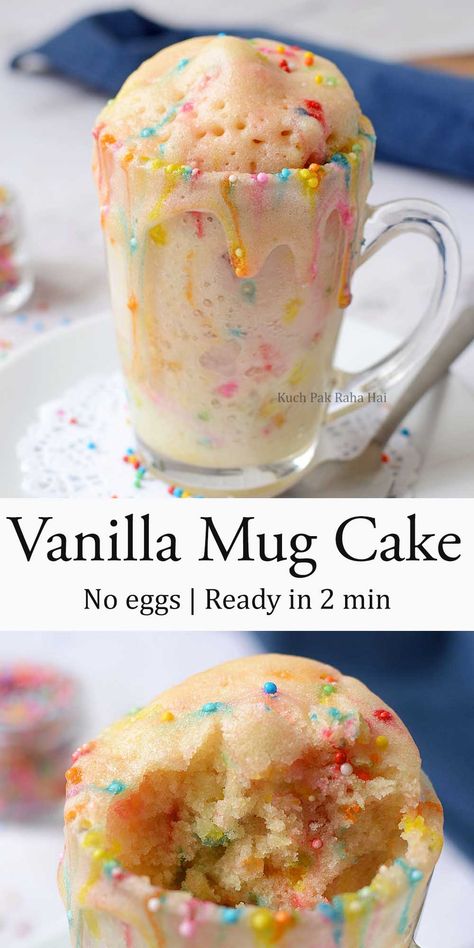 Easy Vanilla Mug Cake, Vanilla Mug Cake, Microwave Mug Recipes, Easy Mug Cake, Sprinkles Cake, Vanilla Mug Cakes, Microwave Cake, Mug Cake Microwave, Healthy Cake Recipes