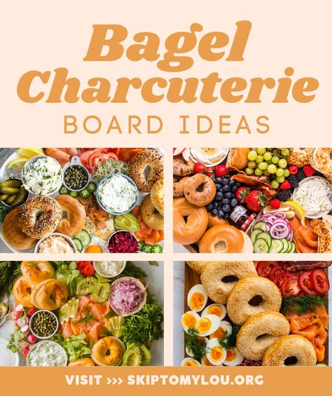 Bagel Breakfast Charcuterie Board Ideas, Healthy Brunch Board, Bagel Lox Charcuterie Board Ideas, Bagels Brunch Ideas, Bagel Charcuterie Board Ideas Simple, Breakfast Bagel Charcuterie Board, Charcuterie Board Bagels, Bagel Brunch Boards, Bagel Bar Ideas Breakfast