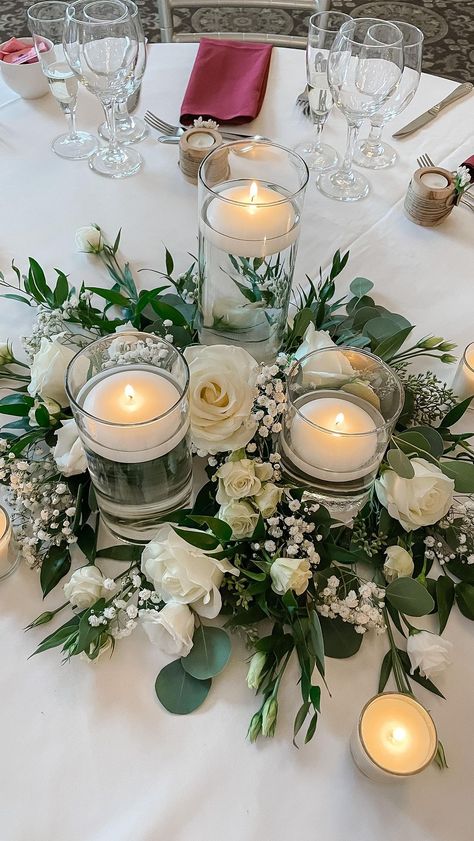 Flawless Functions | How to recreate our most popular centerpiece 🌿💍 #centerpieces #centerpiecesideas #centerpieceideas #diycenterpieces #diywedding… | Instagram Candle Wedding Centerpieces, Tafel Decor, Dream Wedding Decorations, Sage Green Wedding, Flower Centerpieces Wedding, Flower Diy, Wedding Table Decorations, Candle Centerpieces, Wedding Table Centerpieces