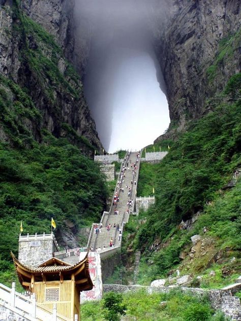 Tianmen mountain - Zhangjiajie , Hunan Province , China | Synotrip Heavens Gate China, Mountain China, Tianmen Mountain, Zhangjiajie, We Are The World, Forest Park, China Travel, Nature Landscape, Beautiful Places To Visit