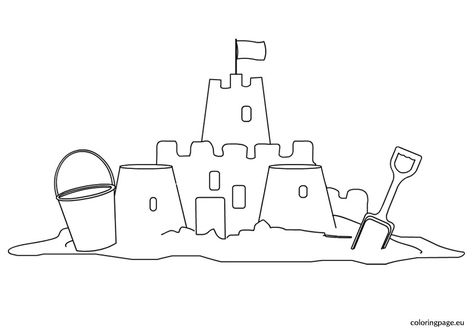 Sand Castle coloring page Sand Castle Ideas, Cycle Drawing, Castle Coloring Page, Castle Ideas, Castle Tattoo, Beach Themed Crafts, Castle Drawing, Beach Quilt, Preschool Coloring Pages