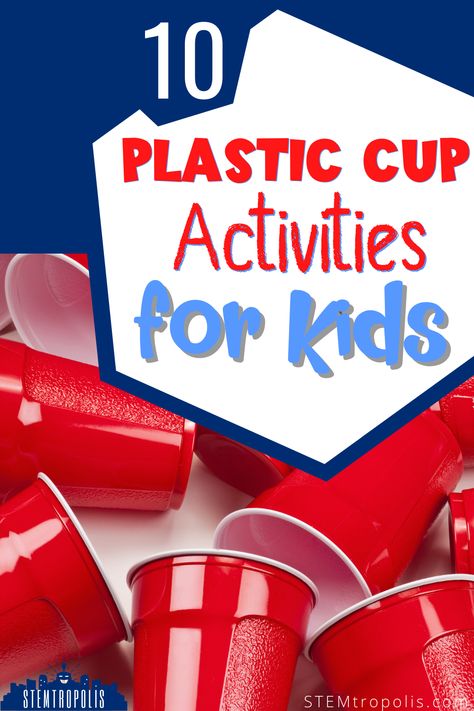 STEM Activities with Plastic Cups - Fun Projects for Kids. You can do some simple STEM activities with plastic cups to help explain some fundamental concepts in science, math, and engineering. It is always helpful to use ordinary household items for quick and easy activities for kids. Join us at STEMtropolis.com for activities, projects, STEM challenges and printables. Low Cost Stem Activities, Stem Projects 3rd Grade, Stem Projects For 1st Grade, Stem 1st Grade Activities, Quick And Easy Stem Activities, Cheap Stem Activities Elementary, Simple Stem Activities Elementary, No Prep Stem Activities, Easy Stem Activities Elementary