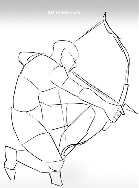 Pose Reference With Bow And Arrow, Drawing Reference Poses Bow And Arrow, Bow And Arrow On Back Drawing Reference, Bow Stance Reference, Drawing Bow Pose, Assassin Drawing Poses, Archer Art Reference, Holding Arrow Pose, Anime Archer Pose